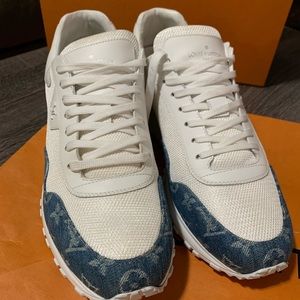 Louis Vuitton Blue Denim, Leather Run Away Sneakers Size 37 at 1stDibs